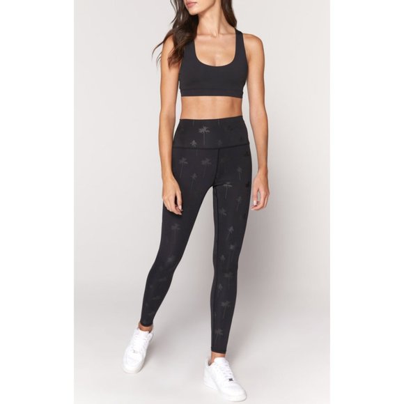 Spiritual Gangster Intent Tonal Palm High Waist Rise Legging Trees Skinny Tights - Picture 4 of 11